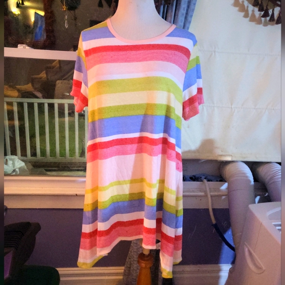 NWT Lularoe Melissa Tunic Top Size XL -  Vibrant Gorgeous Colors! Striped Print